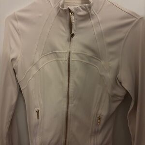 Lululemon cropped white jacket with gold zippers